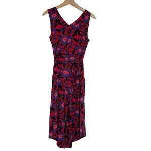 Any Body women’s XS red black blue‎ floral sleeveless gaucho jumpsuit